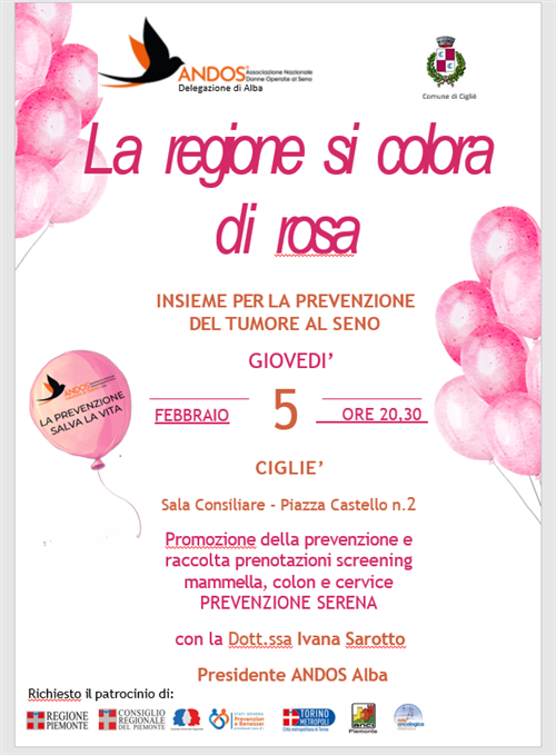 La Regione si colora di  rosa - Insieme per la prevenzione del tumore al seno